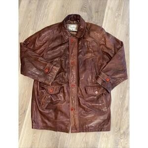Ocean King Leather Jacket  Chestnut Brown Men’s Large tall VTG